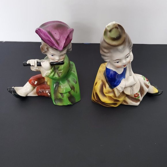 RARE * Vintage Authentic Hummel Bookends Colonial Boy & Girl Musician Figurines - Picture 6 of 9
